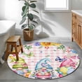 thumbnail image 3 of Easter Eggs Round Area Rug 3.3Ft Washable Circle Rugs for Dining Room Table, Spring Floral Gnomes Plants Butterflies Pink Plaid Non-Slip Carpet Floor Mats Indoor Outdoor Carpet Runner Home Decor, 3 of 8