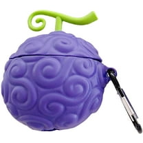 Case for Airpods 2&1, Japan Anime Cute 3D Devil Fruit Earphone Cases for Airpods 1 2, Hot Cartoon Cover with Hook for Girls Kids Women Men (Flame Fruit)