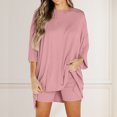 thumbnail image 4 of Camiseta básica para mujer y pantalones cortos cintura elástica de gran tamaño FLhrweasw Nuevo, 4 of 9