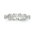thumbnail image 4 of Solid 14K White Gold Three Stone Diamond Side-Stones with CZ Cubic Zirconia Center Stone Engagement Ring Size 5.5, 4 of 8