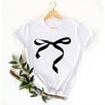 thumbnail image 4 of Womens Valentines Day Shirt White Bow Print T-Shirt Cute Romantic Soft Tee for Date Night & Casual Gift,Size XL, 4 of 5
