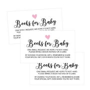 25 Books For Baby Request Insert Card For Girl Pink Hearts Baby Shower Invitations or invites, Cute Bring A Book Instead of A Card Theme For Gender Reveal Party Story Games, Business Card Sized