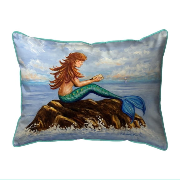 Betsy Drake Interiors Mermaid's Handbook Large Indoor/Outdoor Pillow 16x20