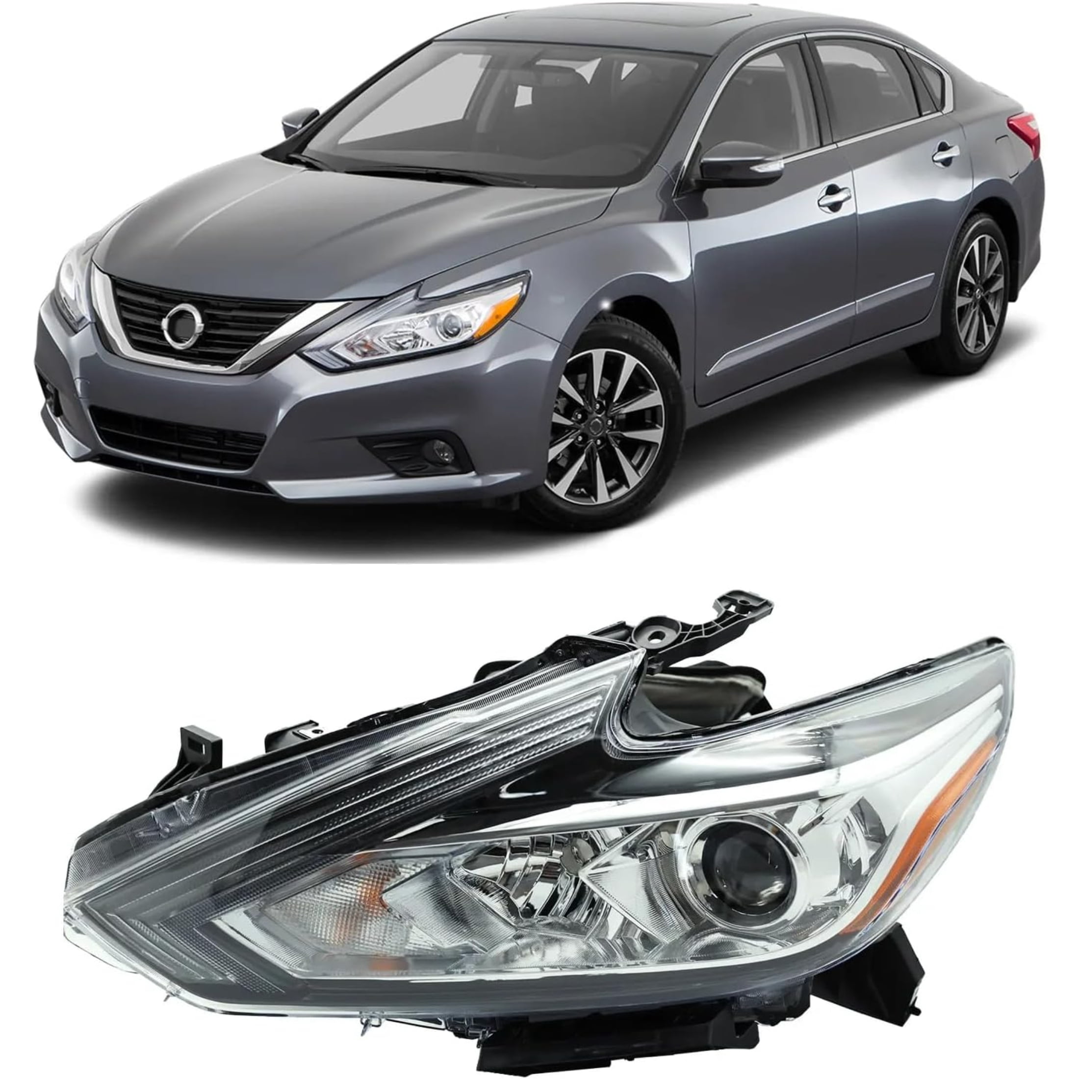 HOUGEET Halogen Headlight Assembly Fit for 2016-2018 Nissan Altima Headlamp Driver 1pc