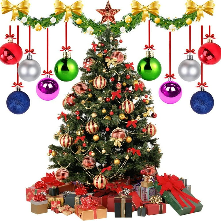  Christmas Ornaments 99Pcs Shatterproof Christmas Decorations  Tree for Holiday Wedding Party Decoration Bells Garland (D, One Size) :  Home & Kitchen