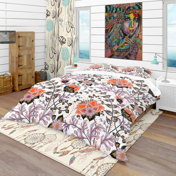 Designart 'Pattern, Vintage Decorative Elements' Bohemian & Eclectic Duvet Cover Set