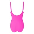 thumbnail image 4 of JIAYUE Women's One-Piece Swimsuit Solid Color Sleeveless Open Back V-Neck Bandeau Bathing Suit Breathable Female Swimwear, 4 of 5