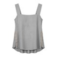 thumbnail image 5 of Tank Tops For Women Gray Cotton Linen Side Button Loose Fit Tank Causal Sleeveless Summer Tops Square Neck Tee Womens Tank Tops, 5 of 7