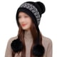 thumbnail image 4 of Gorro de lana con protección para los oídos y bola de tres pelos con bloqueo de color, todo fósforo para invierno, 4 of 5