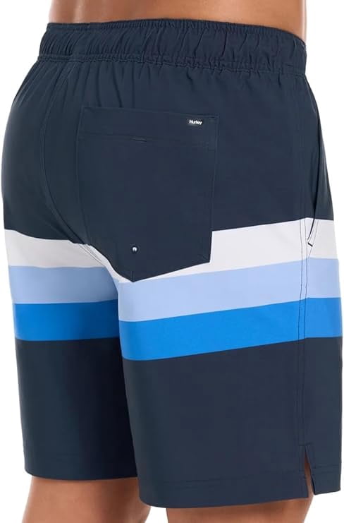 Hurley Mens Swim Short (Dark Blue Stripes, Large)