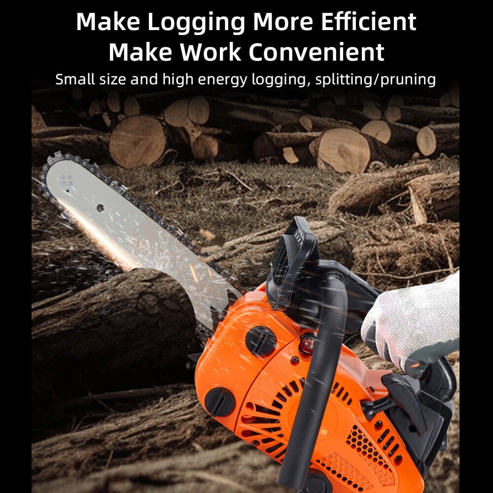 Paddsun Gas Chainsaw, 12'' 25.4cc Gasoline Chain Saws Anti-Vibration for Wood Cutting  Chainsaw Orange