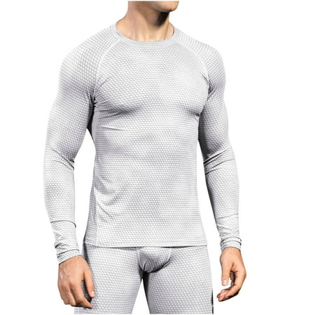 Miluxas Men s thermal Long Sleeve Compression Shirts Clearance Athletic Base Layer Top Winter Gear Running T-Shirt White 12(XXL)