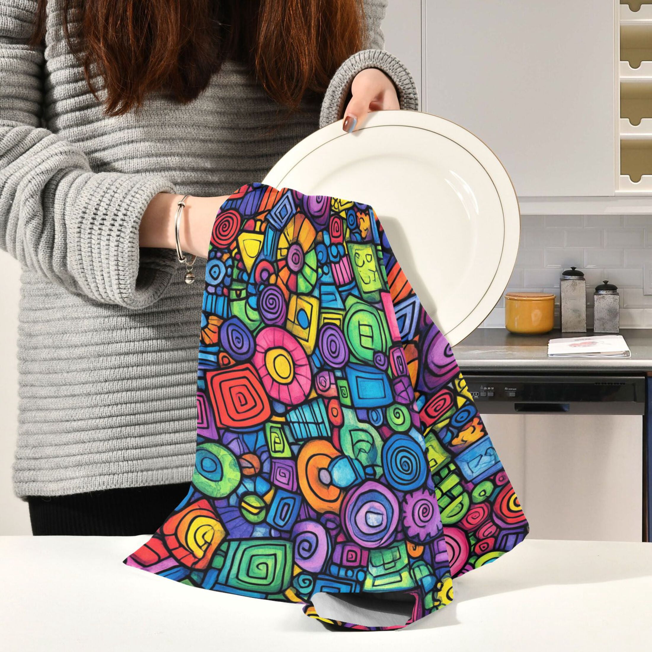 Creativity Images Kitchen Towels 6-Piece Pack Tea Towels for Kitchen Decorative Waffle Design 28x18in