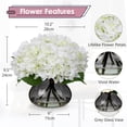 thumbnail image 2 of Flores artificiales Hollyone Hydrangea con jarrón de cristal, color blanco, 2 of 6