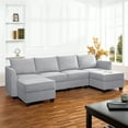 thumbnail image 6 of Elizabeth Modern DIY Collection-Fabric:Linen,Finish:Gray,Style:4 Piece Modular Sectional with Double Ottoman, 6 of 7