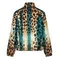 thumbnail image 6 of Jackets for Women Winter Coat Jackets Flannel Stand Collar Jacket(Teal Stripes Leopard Print Pattern,Size:S-4XL), 6 of 7