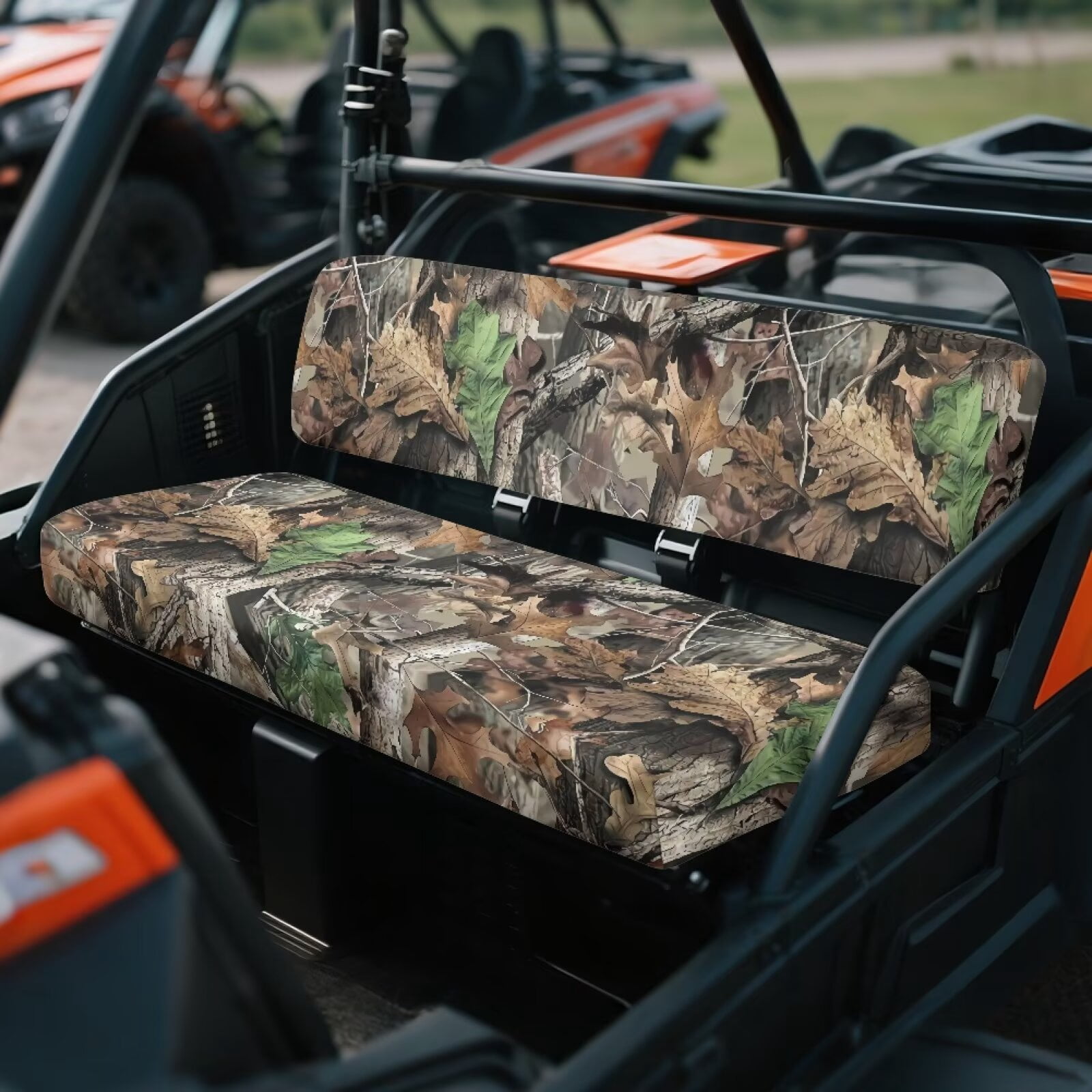 XYZCANDO Brown Camouflage Hunting UTV Seat Covers for Kawasaki Mule 4010 Set 2 Pcs UTV Seats Cover Accessory Part Nonslip All-Season Protection Replacement Bench Seat Cover