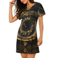 thumbnail image 2 of Gukieu Mystical Golden Eye Print Women's Nightgown, A-line Round Neck Short-sleeved Nightgown Pajamas Home Wear Suitable for Home and Outing, 2 of 6