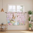 thumbnail image 2 of Easter Kitchen Curtain for Berdoom Living Room Cafe 54 Inch Length, Spring Rabbit Eggs Nature Botanicals Pink Plaid Tiers Curtains Light Filtering Drapes Window Treatment 2 Panels 52"Wx54"L, 2 of 8