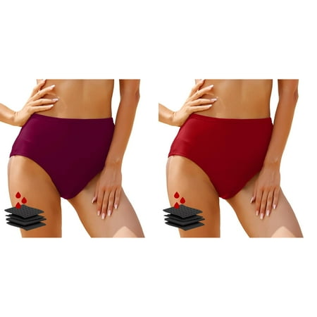 2-Pack Women s Black High Waisted Bikini Bottoms Retro Basic Full Coverage Swimsuit Mid Waist Bathing Suit Bottom Maternity Swim Bottom Womens Swimsuits Shorts No Mesh Swim Trunks Men Ladies Swim