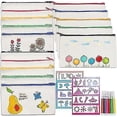 thumbnail image 1 of 15 estuches de tela para lápices, estuches para lápices para niños en blanco, 6 lápices de colores y 8 moldes para pintar para bolsas de maquillaje de viaje, estuche para lápices, 1 of 5