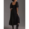 thumbnail image 3 of Gupgi Women's Puff Sleeve Midi Dress Solid Color Bubble Textured Smocked Sweetheart Neck Ruffled Flowy Dress, 3 of 7