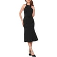 thumbnail image 2 of Women's Sleeveless Halter Dress Formal Cocktail Evening Fishtail Bodycon Dresses S Black, 2 of 6