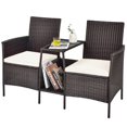 thumbnail image 6 of Amijoy Wicker Outdoor Loveseat Set, PE Rattan Patio Conversation Set w/ 2 Removable Cushions & Tempered Glass Coffee Table, 6 of 7