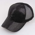 thumbnail image 4 of Glitter Sequin Party Hat for Women - Elastic Headband for Concerts Festivals Night Out (Sparkling & Eye-Catching) Under 5$, Yubnlvae Snapback Cap Bun Women Sequins Caps Messy Hat , Black, 58, 4 of 6