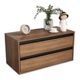 thumbnail image 2 of GZXS 2-Drawer Wooden Floor Cabinet in Walnut Finish, Compact Storage Organizer for Home Office, Bedroom, Living Room, 28.35"L x 13.78"W x 14.17"H, 2 of 9