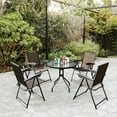 thumbnail image 1 of Costway Ensemble Bistro d'Extérieur 5 Pcs Table en Verre Mobilier de Patio avec 4 Chaises Ajustables, 1 of 10