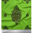 thumbnail image 1 of Soimoi Green Cotton Voile Fabric Leaves & Floral Block Fabric Prints By Yard 42 Inch Wide, 1 of 3