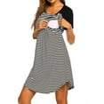 thumbnail image 1 of Skksst Pregnant Womens Plus Size Stripe Maternity Nursing Breastfeeding Short Sleeve Dress, 1 of 5