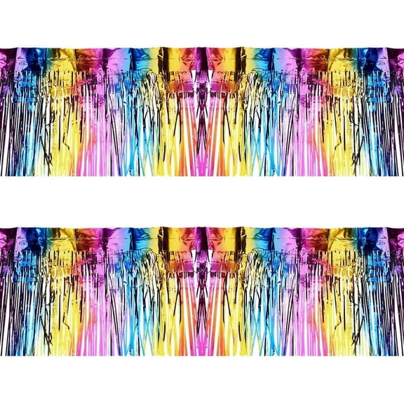 Plastic Foil Fringe Curtains Wavy Tinsel Wall Backdrops for Birthday Wedding Party Christmas Baby Shower Decorations Colorful 300x3000x0.1mm