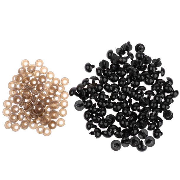 100 Piezas Ojos Seguridad sanía Muñeca Espalda Animal DIY Plástico 10 mm 10mm Yotijar Ojos de seguridad claros