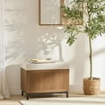 thumbnail image 2 of Bouclair Fabric and Wood Ottoman with Storage, 2 of 6