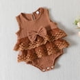 thumbnail image 2 of Siilsaa Jumpsuit Girls Baby Girl Romper Short Sleeved Floral Pattern Romper Bodysuit Brown,80, 2 of 7