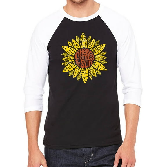 Men's Raglan Baseball Word Art T-shirt - Sunflower