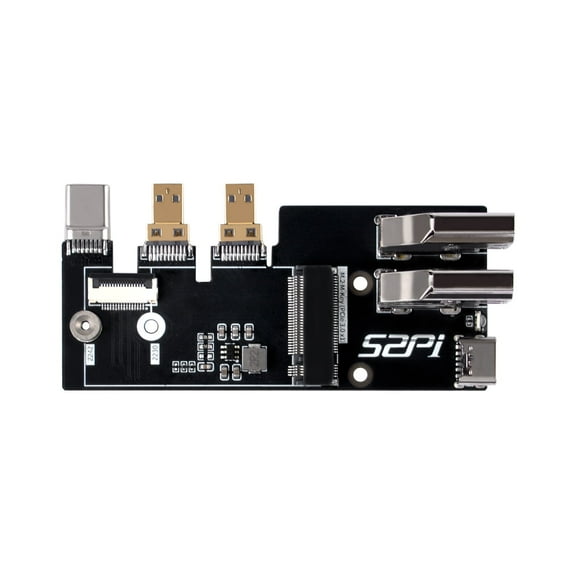 52Pi Micro HDMI to HDMI Multifunctional Adapter for Raspberry Pi 5, Support M.2 NVMe SSD 2230/2242