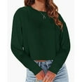thumbnail image 4 of Njoeus Cute Tops for Women, Women's Crew-Neck Cropped Pullover Plain Long Sleeve Sweatshirt Crop Tops Blouse, 4 of 4