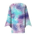 thumbnail image 5 of Pompotops Women's Floral Print Puff Sleeve Cardigan Loose Cover Up Blouse Tops 3/4 Sleeve Ruffle Open Front Button Cardigan Clearance, 5 of 5