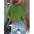 thumbnail image 3 of Women Half Sleeve Cropped T-Shirts Drop Shoulder Round Neck Crop Tops Casual Summer Solid Color Basic Tees, 3 of 8