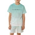 thumbnail image 3 of Boys Outfits Boys Girls Gradient City Letter Mesh Short Sleeve Tee and Shorts Set Boys' Clothing Sets Mint Green 11-12 Years, 3 of 5