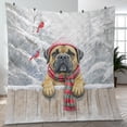 thumbnail image 4 of Playful Bullmastiff Welcomes Winter Snowy Day with Cardinal Bird Quilt Blanket Dog Lover Cozy Comforter Throw Blanket - 12017, 4 of 5