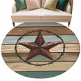 thumbnail image 2 of Retro Texas Star Washable Round Area Rug 6 ft, Vintage Country Star, Soft Non Slip Rugs Stain Repellent Indoor Felt Carpet for Living Dining Room Bedroom Home Office, 2 of 9