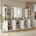thumbnail image 5 of RichYa 4Pcs Kitchen Pantry Storage Cabinet,Modular Furniture Cabinets with Display Glass Doors,Hutch Buffet Cabinet with Shelves for Dining Room,White, 5 of 13