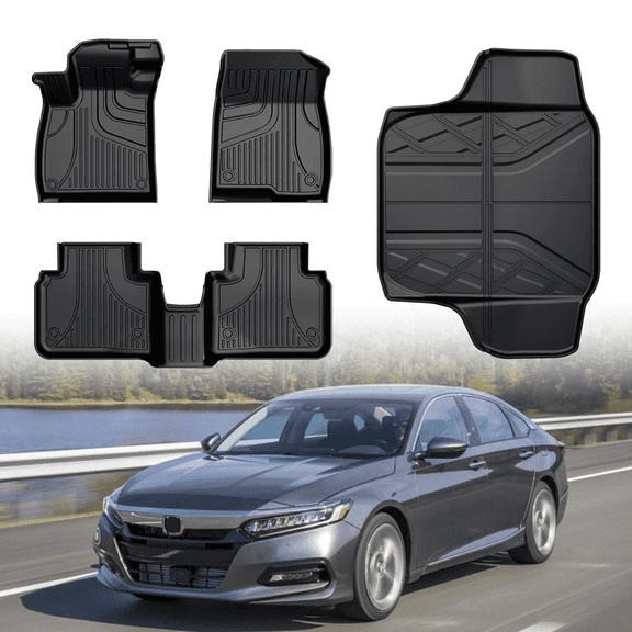 IKABEVEM Floor Mats and Cargo Liner for 2018-2022 Honda Accord(Include Hybrid) - All Weather Floor Mats and Trunk Mat - Custom Fit Floor Liners and Cargo Mat for Honda Accord 2018-2022