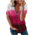 thumbnail image 2 of Puntoco Moda Mujer Casual Cremallera Manga corta Cuello en V Impreso Señoras tops Blusa Puntoco Puntoco-5120, 2 of 4