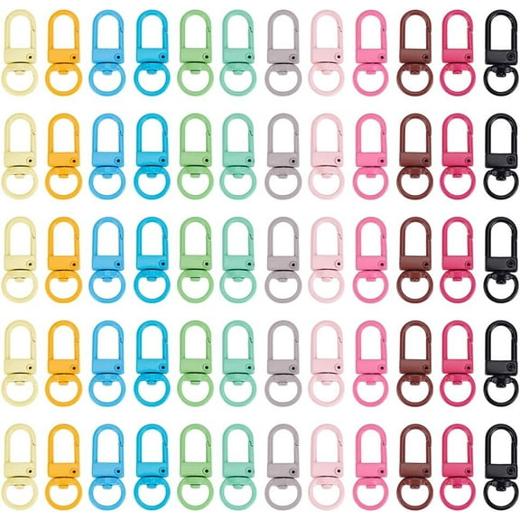150 Pcs Colorful Lanyard Swivel Snap Hooks Alloy Lobster Claw Clasps Heavy Duty Key Chain Hooks with Key Rings DIY Accessories DIY