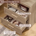 thumbnail image 7 of JOAXSWE 24" Wide Nightstand Set of 2, Farmhouse 2 Drawer Bedside Tables with Charging Station, Open Shelves and Metal Handles for Bedroom, Oak, 7 of 7